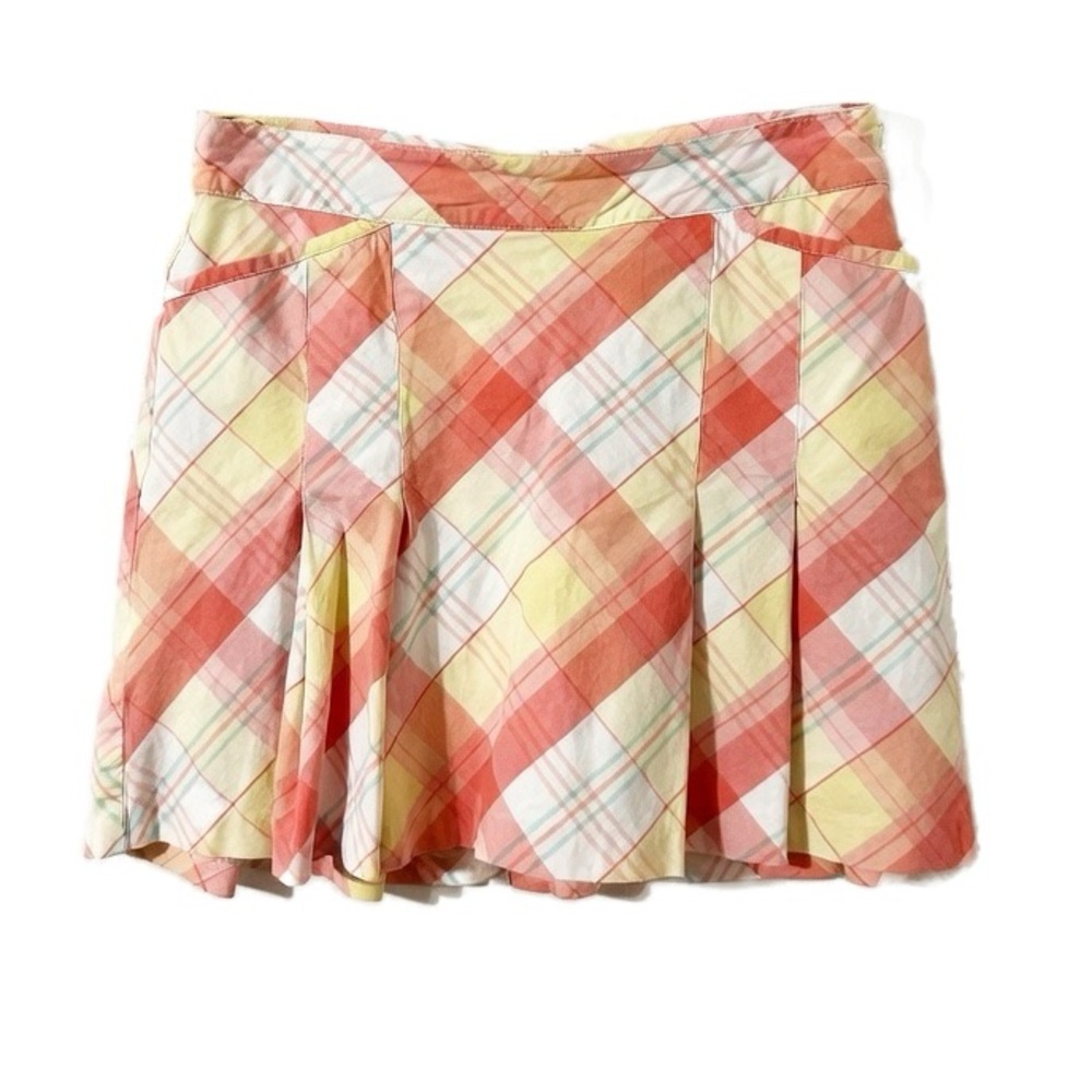 Lady Hagen Plaid Pleated Golf Lined Skirt Skort Banded Waist Invisible Zipper